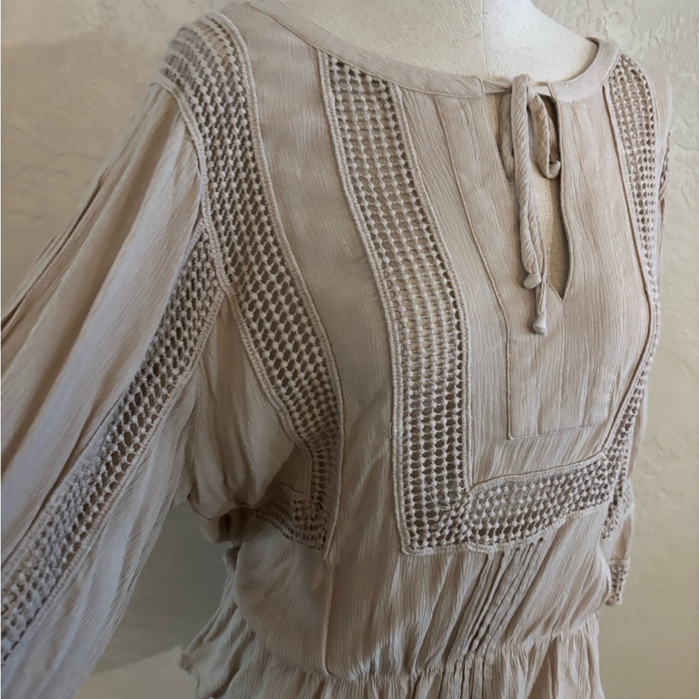 Women's Black RainnTaupe Boho Peasant Top sz Small - Picture 2 of 7